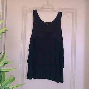 Black Ruffle Blouse Tank